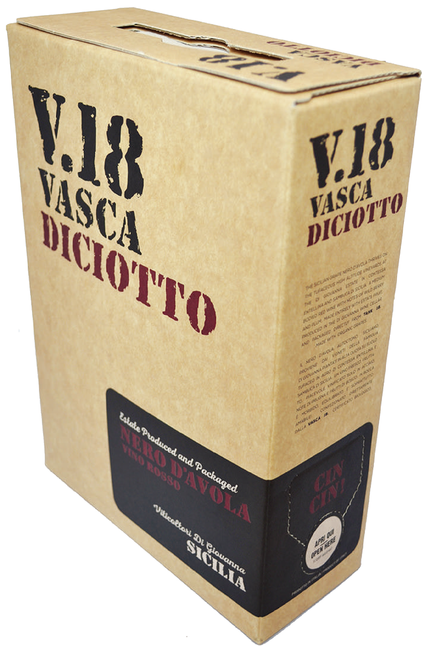 V.18 Vasca Diciotto Nero d'Avola Vino Rosso 3000ml Bag in Box 2020 